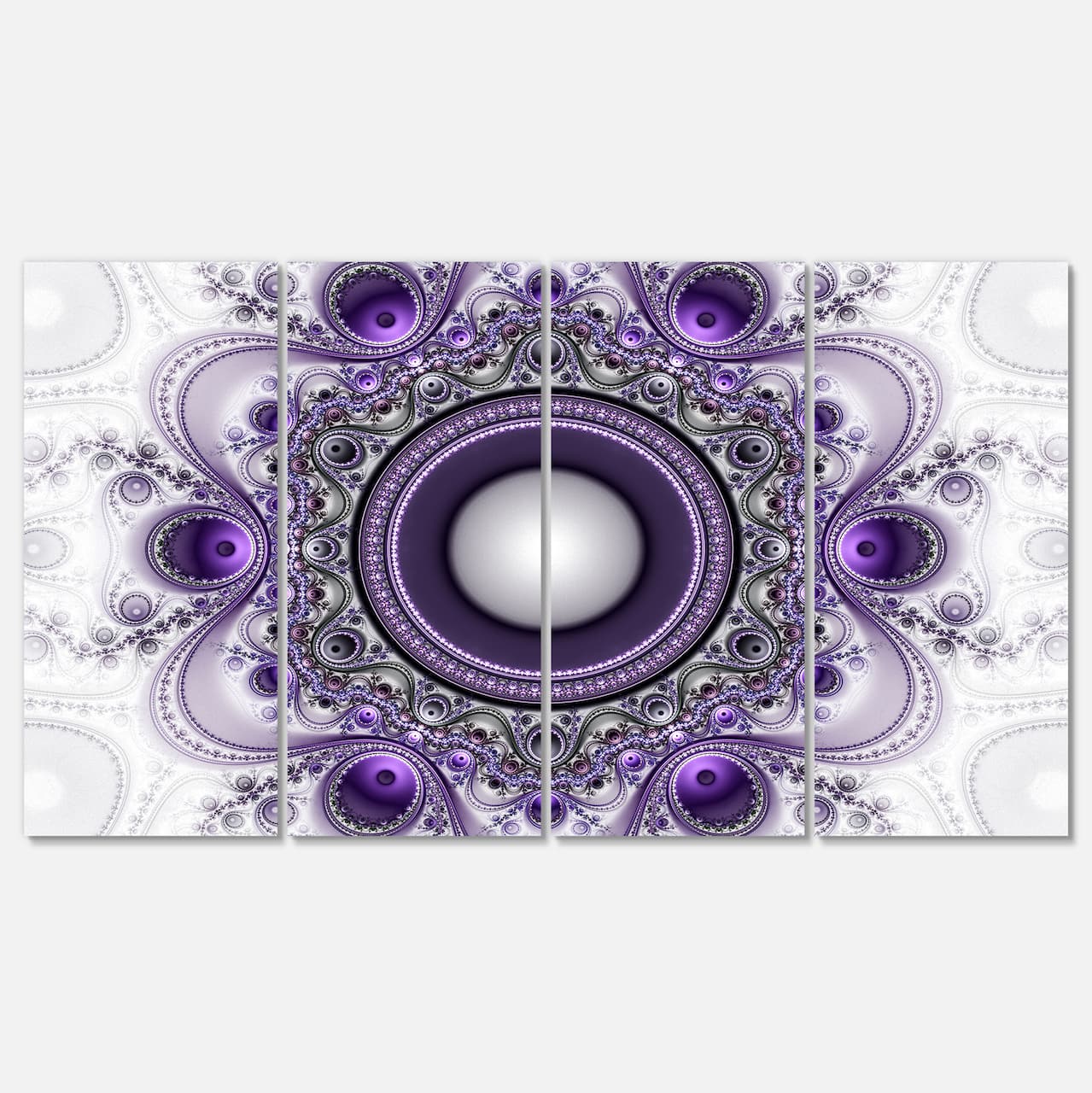 Designart - Purple Fractal Pattern with Circles - Abstract Canvas Art Print